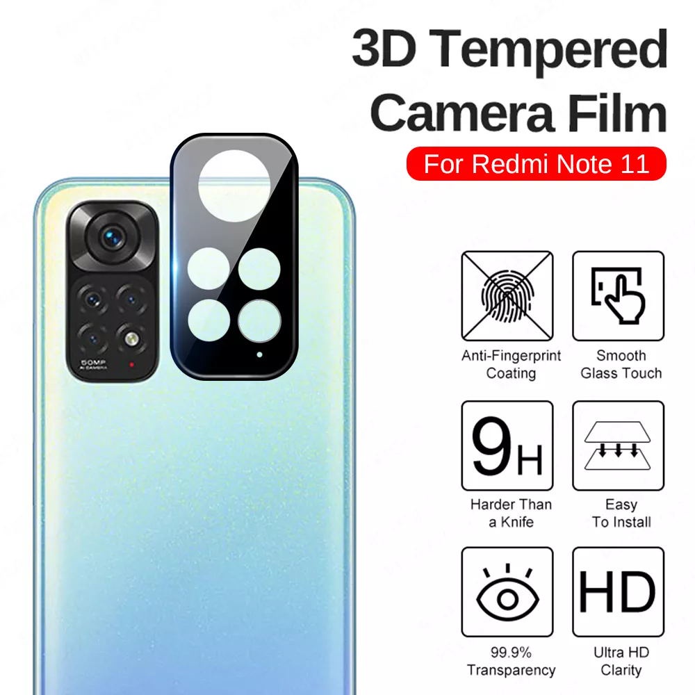 3D กระจกนิรภัยเลนส์กล้อง for Xiaomi Redmi Note 11 10 9s 9 Pro Redmi 10 9T 9C NFC 9 Power Mi 11T Pro