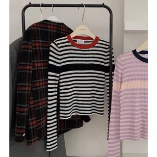 เสื้อผ้า knit  ลายขวาง อก-34”