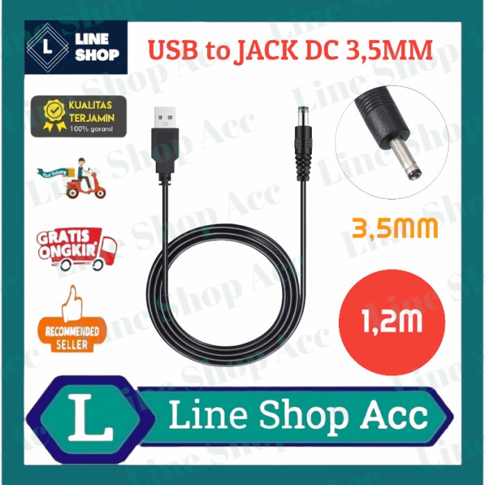 สายอะแดปเตอร์ USB Male to Jack DC 3.5 มม. / USB Power DC