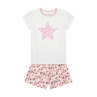 Mothercare pink leopard-print shortie pyjamas YD237 ชุดนอนเด็กผู้หญิง