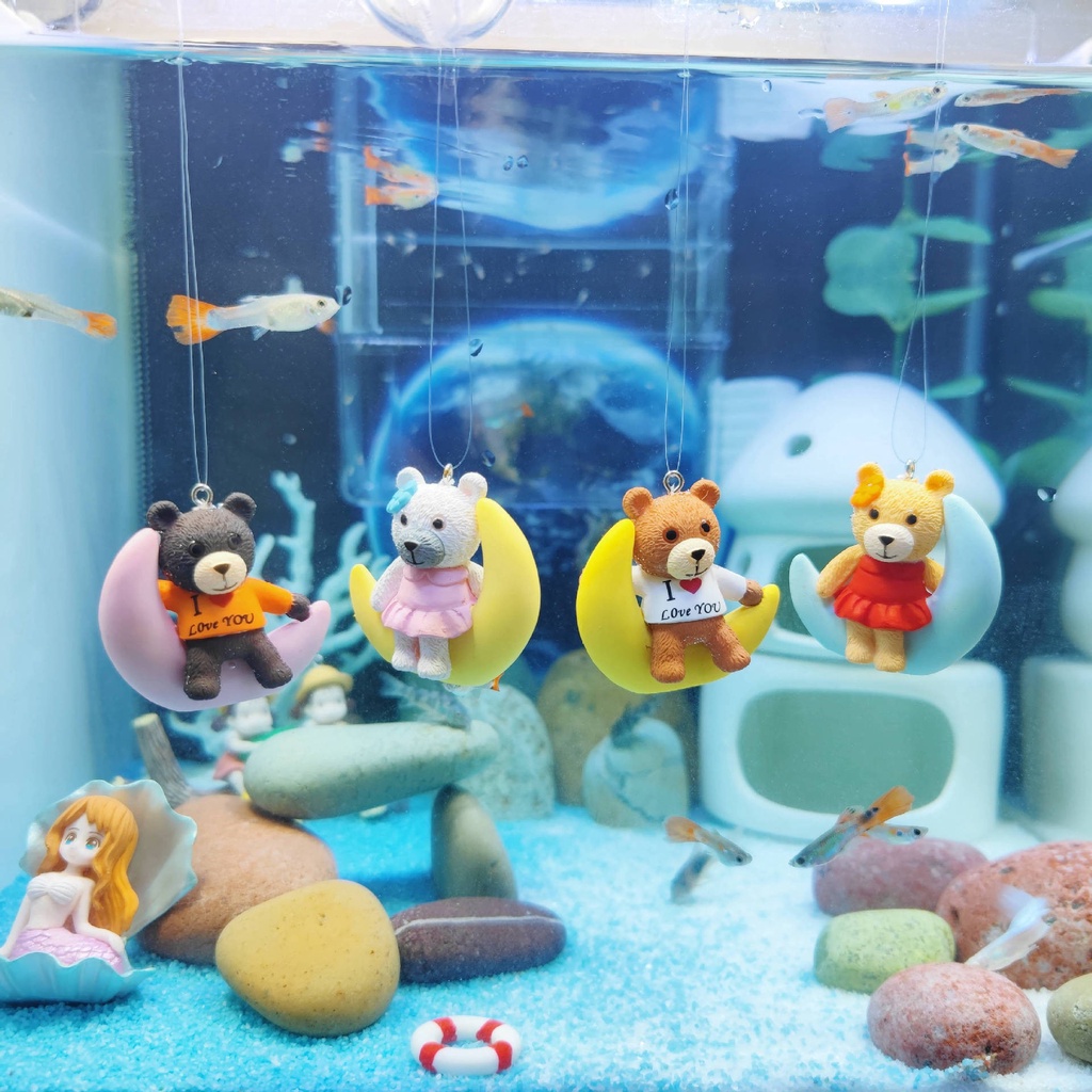 ตุ๊กตาฟิกเกอร์ลอยน้ำ สัตว์น้อยน่ารัก บนพระจันทร์ มินิมอล สำหรับตกแต่งตู้ปลา ตกแต่งบ้าน เป็นของขวัญ สินค้าพร้อมส่ง