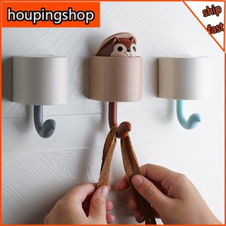 [houpingshop] ตะขอแขวนผนัง ลายกระรอกยิ้มน่ารัก สร้างสรรค์ สําหรับตกแต่งบ้าน ห้องนอน ห้องนั่งเล่น ห้องน้ํา