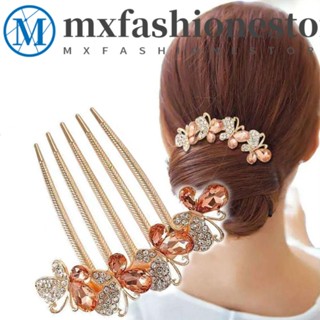 Mxfashione หวีสับผมคริสตัล หรูหรา หวานแหวว สําหรับเด็กผู้หญิง สําหรับงานแต่งงาน ห้าซี่ พลอยเทียม ผู้หญิง กิ๊บ