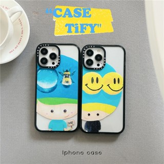 CASETIFY เคสโทรศัพท์มือถืออะคริลิค TPU แบบแข็ง ป้องกัน ปิดด้านหลัง ลายการ์ตูน David Big Head boy สีดํา สําหรับ Apple IPhone 11 12 13 14 Pro Max 14 plus