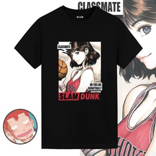 เสื้อยืดสีขาวเสื้อยืดแขนสั้น ผ้าฝ้ายแท้ พิมพ์ลายอนิเมะ Slam Dunk Akagi Sunko ทรงหลวม แฟชั่นฤดูใบไม้ผลิ และฤดูร้อน ส_09