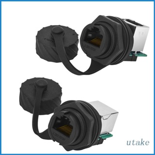 Utakee RJ45 ปลั๊กซ็อกเก็ตอีเธอร์เน็ต เชื่อมต่อพลาสติก Cat5e ตัวผู้ เป็นตัวเมีย กันน้ํา ความเร็วสูง