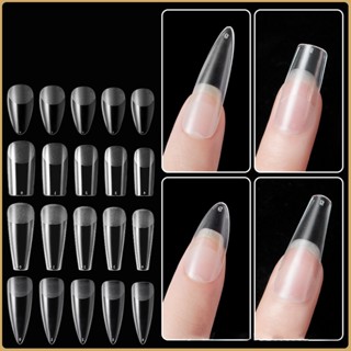 【AG】120Pcs/Set Nail Tip Full Half Nail Extending Moderate Water Drop Fold Transparent