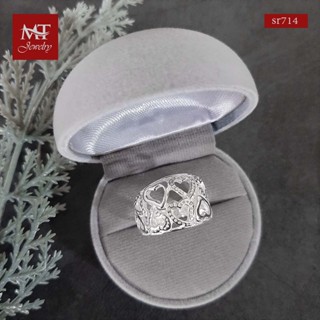 MT แหวนเงินแท้ รูปหัวใจ สไตล์โมเดิร์น ไซส์: 55, 57, 60 Solid 925 Sterling Silver Ring (sr714) MT Jewelry มณีธารา