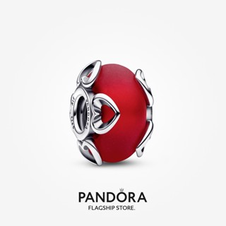 Pandora จี้หัวใจแก้ว Murano สีแดง อุปกรณ์เสริม สําหรับของขวัญวันเกิดผู้หญิง p615