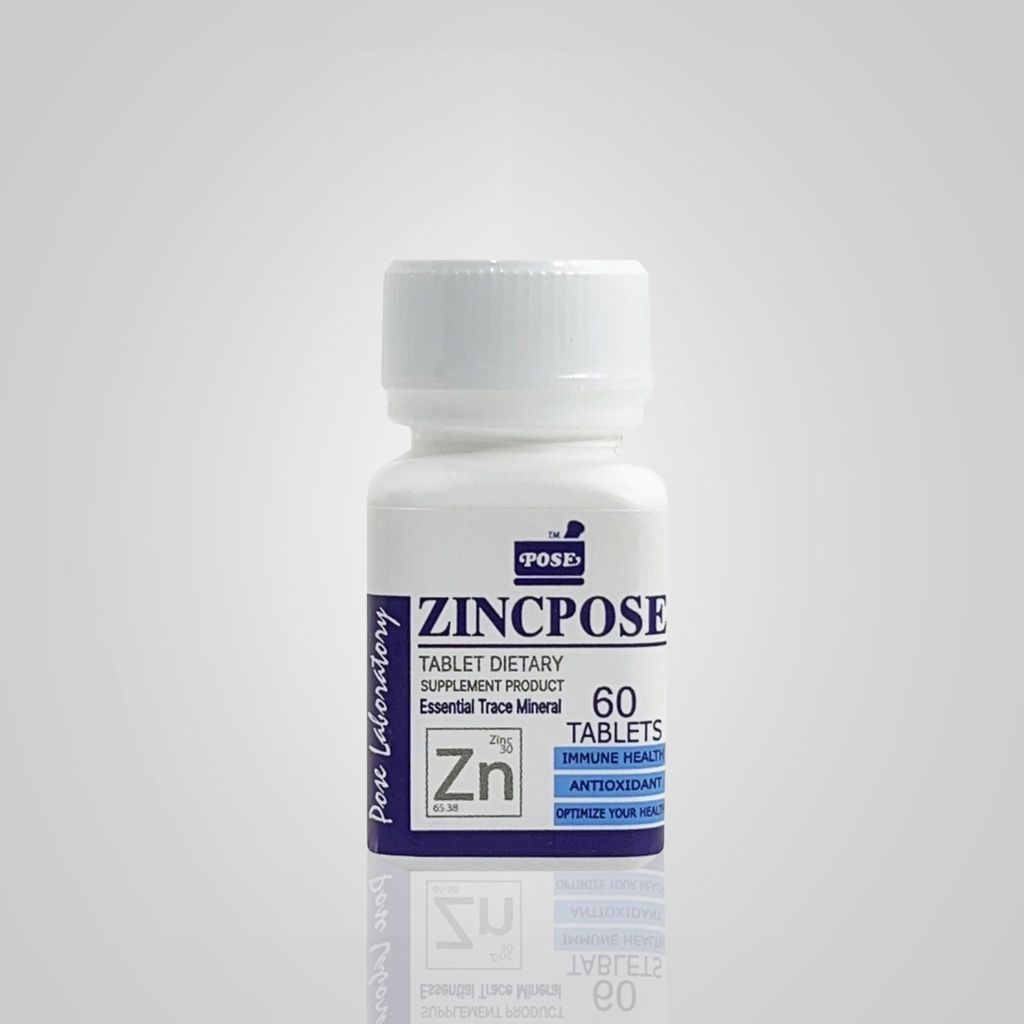ซิงค์โพส ZINCPOSE Zinc 15 มก. 60 เม็ด บำรุงผิว ผม เล็บ ผลิตภัณฑ์เสริมอาหาร สังกะสี เม็ดเล็กทานง่าย