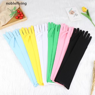 Nf ถุงมือเจ้าสาว แบบยาว ผ้ายืด สีขาว ดํา แดง El สําหรับผู้หญิง nobleflying