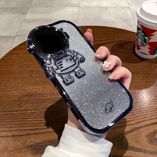 กรณีโทรศัพท์มือถือ iPhone 14 Pro Max Plus 13 12 11 XR Astronaut lens bracket holder mobile phone case electroplated flash powder protective Blingbling phone cover