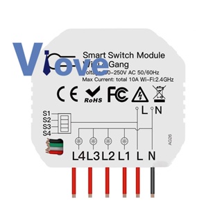 โมดูลสวิตช์ไฟอัจฉริยะ WiFi 4 Gang 1/2 Way ขนาดเล็ก ควบคุมด้วยแอปพลิเคชันไร้สาย Alexa Home DIY