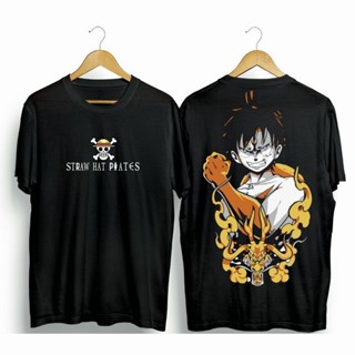 เสื้ออะนิเมะลูฟี่ One piece เสื้อแขนสั้นเต็มผ้าฝ้ายเสื้อลูฟี่