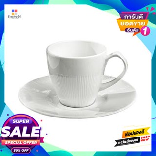 Cup ชุดแก้วกาแฟพร้อมจานรองพอร์ซเลน Neo Silk Qualitier รุ่น 306600A+306018A สีขาวcoffee Cup Set With Porcelain Saucer Neo