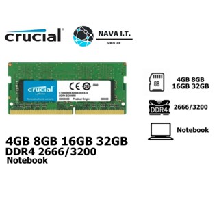 COINSคืน15%⚡FB9JMZV6⚡ RUCIAL 4GB 8GB 16GB 32GB DDR4 2666/3200 SO-DIMM CL19/22 สำหรับ NOTEBOOK ประกันตลอดการใช้งาน