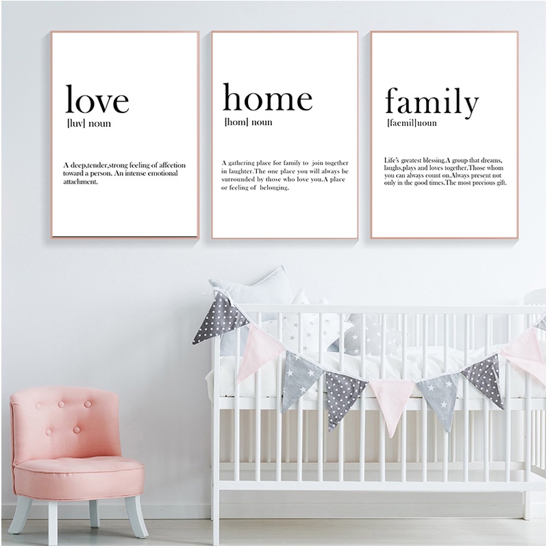 โปสเตอร์ภาพวาดผ้าใบ รูปคําคม Love Home สไตล์นอร์ดิก มินิมอล สําหรับตกแต่งผนังบ้าน ห้องนั่งเล่น