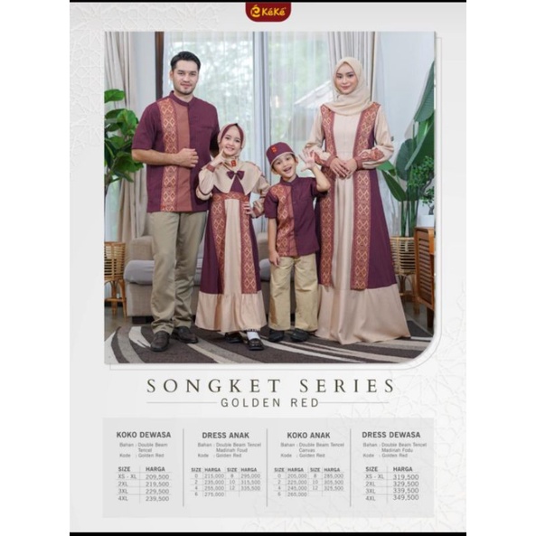 SARIMBIT KEKE SONGKET 1 SERIES GOLDEN RED: MOTHER S, L, BPK S, M, KOKO 4.6