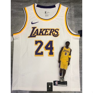 เสื้อกีฬาบาสเก็ตบอล คอกลม ลายทีม NBA jersey Los Angeles Lakers No.24 Kobe สีขาว IDcegc94GEnbbo32