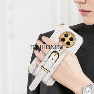 เคส Huawei Mate 20 Pro เคส Huawei Mate 30 Pro เคส Huawei Mate 40 Pro Case Huawei Mate 50 Pro Cover Luxury Shockproof Softcase Crocodile Pattern Leather Wrist Strap Phone Case โทรศัพท์มือถือแบบนิ่ม กันกระแทก ลายหนังจระเข้ พร้อมสายคล้องข้อมือ หรูหรา สําหรับ