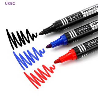 Ukec ใหม่ ปากกามาร์กเกอร์ ปลายคู่ 2.8 มม. กันน้ํา สีดํา น้ําเงิน แดง เครื่องเขียน สําหรับโรงเรียน สํานักงาน