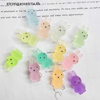 Strongaroetrtu พวงกุญแจเรซิ่น จี้รูปกระต่ายน่ารัก สามมิติ เรืองแสง DIY