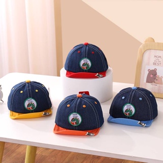 [พร้อมส่ง] หมวกเด็ก 3เดือน - 2ปี รอบหัว:46-48 cm. หมวกแก๊ปเด็ก (Cap) ผ้ายีนส์ ลายการ์ตูน HAPPY HOLIDAY 🦖 หมวกแฟชั่นเด็ก