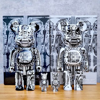 BE@RBRICK 400%+100% H.R.GIGER - Black &amp; White Chrome Ver. (คู่) [New]