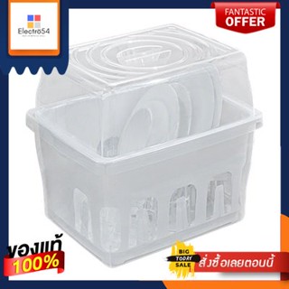 ที่คว่ำจานพลาสติกพร้อมฝาปิด 1 ชั้น PICNIC รุ่น PNC-3837 สีขาว - เทาPlastic dish drainer with lid 1 layer PICNIC model PN