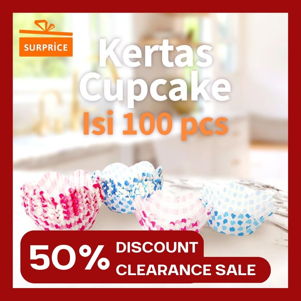 MAWAR Surprise Rose Cupcake Paper / Motif Paper Cup Cake / 100pcs Cake Paper
