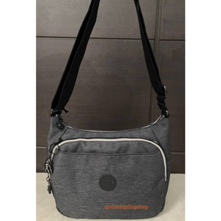 ส่งฟรีEMS Kipling Cai Crossbody bag - Charcoal ผ้ายีนส์สีเทา