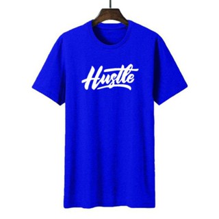 T-Shirtเสื้อยืดแขนสั้น ผ้าฝ้าย พิมพ์ลาย HUSTLE distro คุณภาพดี แบบเรียบง่าย สําหรับผู้ชาย และผู้หญิง S-5XL