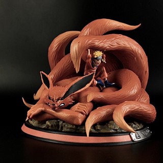 Naruto &amp; Kurama kyuubi Nine Tailed Fox  Linked by the seal  PVC Statue Figure 20cm