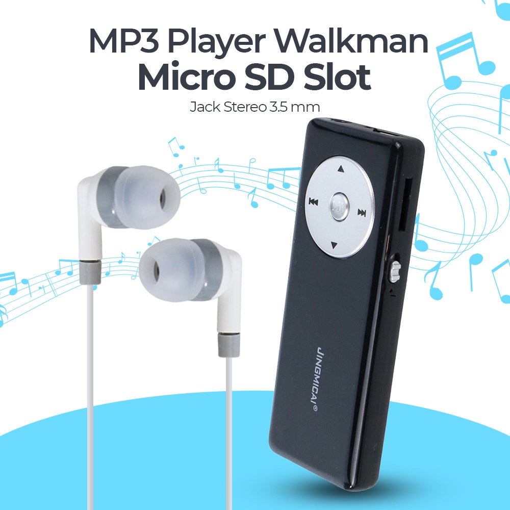 JINGMICAI เครื่องเล่น MP3 Walkman Micro SD Slot - JM-003 - สีดํา