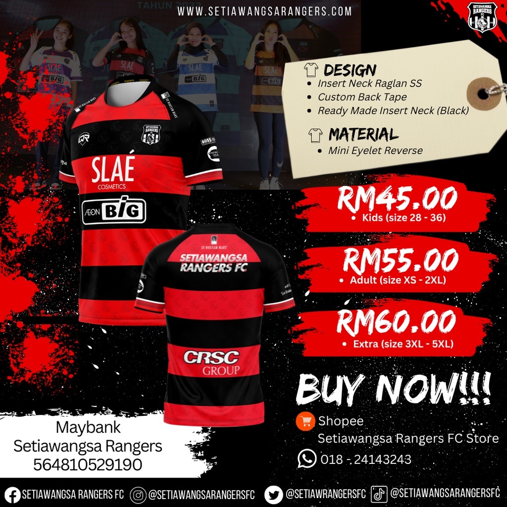 2026 [HOT] เสื้อแข่งเหย้า SETIAWANGSA RANGERS FC 2022