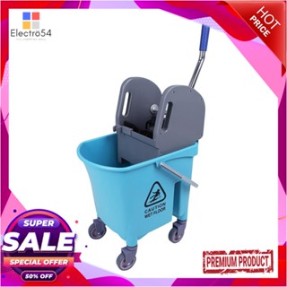 MOP ถังบีบไม้ม็อบก้านโยกแบบมีล้อ ACCO 23 ลิตร สีฟ้าMOP WRINGER BUCKET WITH WHEELS ACCO 23L LIGHT BLUE