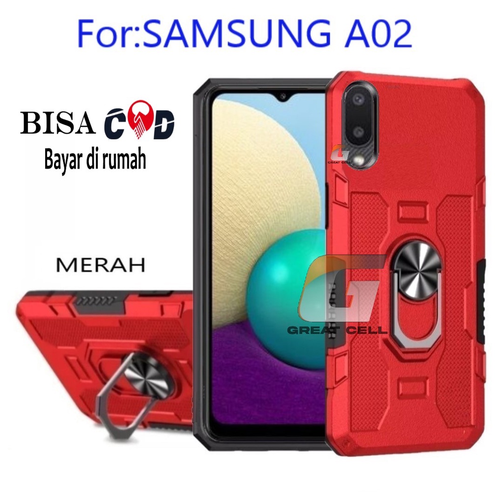 CASING SAMSUNG A02- HARD CASE STANDING ROBOT HIT EYE RING--SOFT CASE STANDING ROBOT SAMSUNG A02