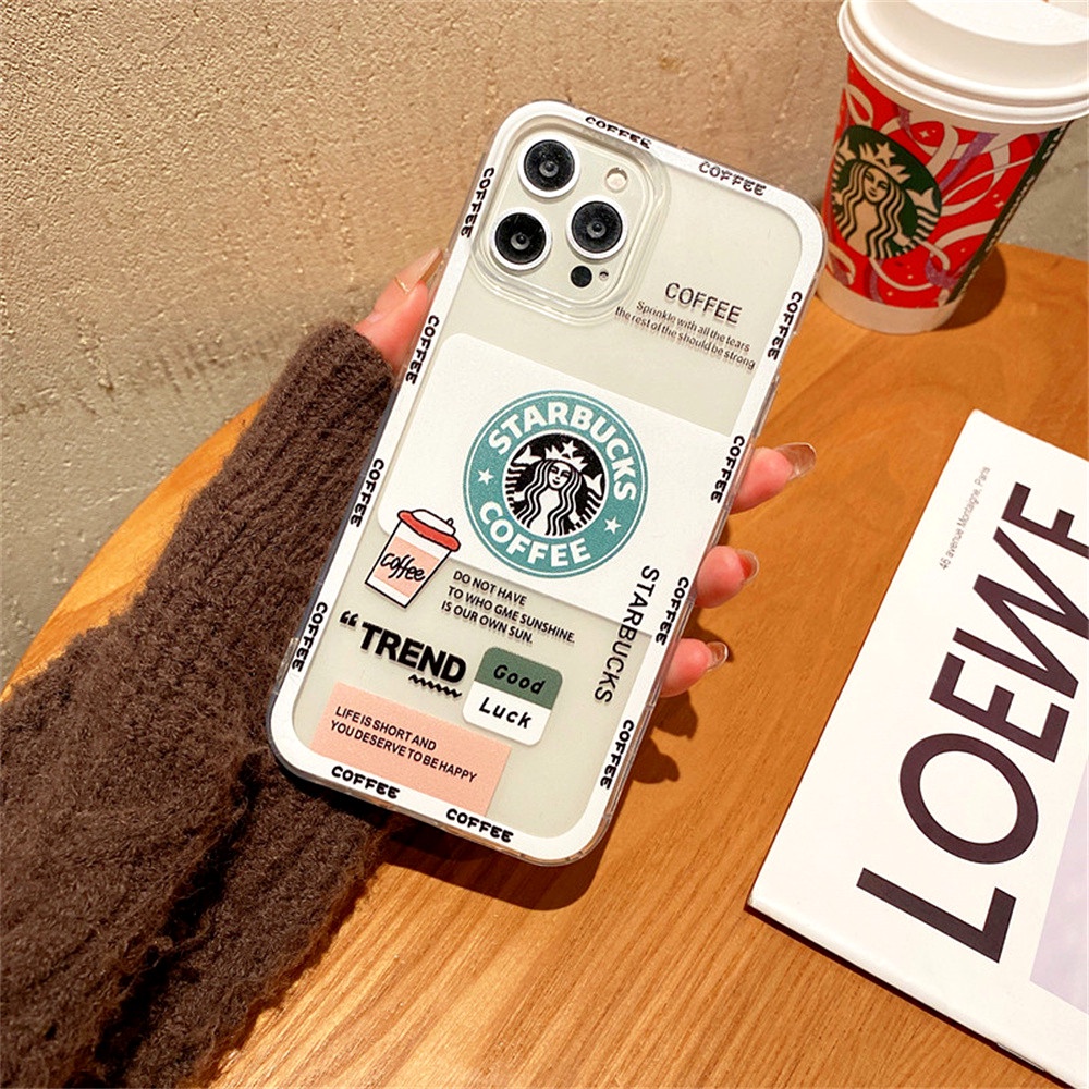 Starbucks Transparent TPU Phone Case For Oppo Reno 2 2Z 2F 4 8 Pro+ 5G Find X3 Pro A17 Silicone Shockproof Protective Cover