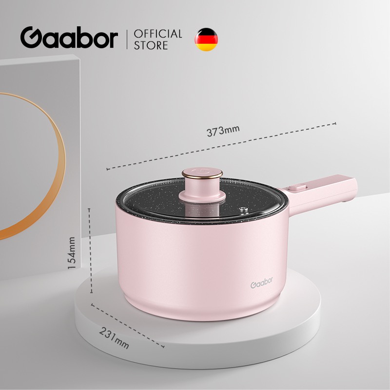 js[ของแท้ประกันศูนย์] Gaabor Electric Cooking Pot หม้อไฟฟ้าอเนกประสงค์ แบบมีด้ามจับ พร้อมฝากระจก จุ1