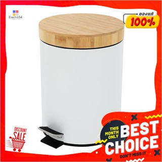 ROUND ถังขยะเหยียบกลม ACCO SYLVAN ขนาด 5L สีขาวฝาไม้ROUND DUSTBIN PEDAL ACCO SYLVAN 5L WHITE