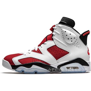 รองเท้าบาสเก็ตบอล Air Jordan 6 สไตล์เรโทร สีขาว แดง สําหรับผู้ชาย