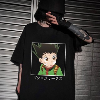 เสื้อยืดแขนสั้น ผ้าฝ้าย พิมพ์ลายอนิเมะ Gon Freecss Killua Zoldyck สําหรับผู้ชาย_02