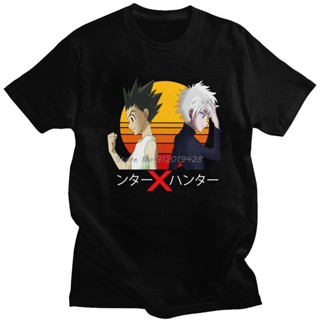 เสื้อยืดคอกลม แขนสั้น ผ้าฝ้ายแท้ พิมพ์ลายอนิเมะ Hunter X Hunter Gon Freecss And Killua แฟชั่นสําหรับผู้ชาย_05