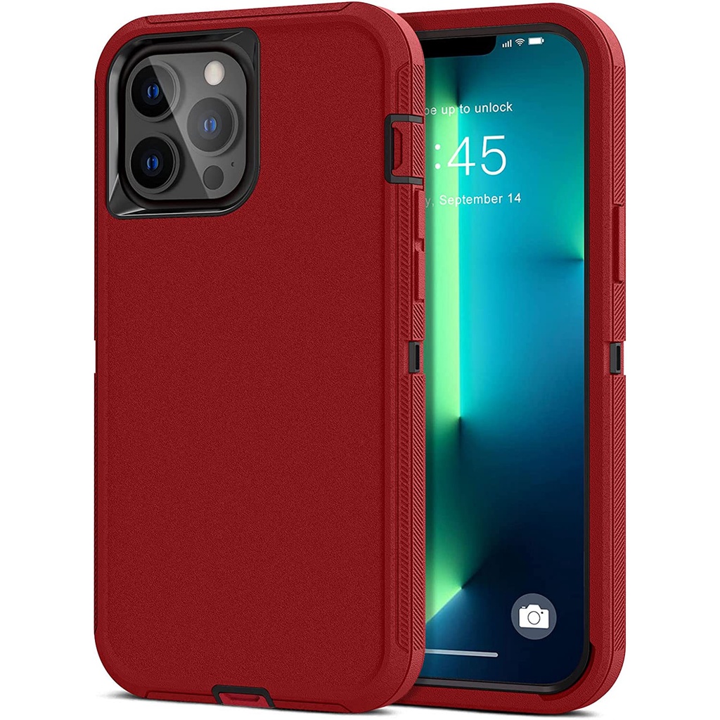 สําหรับ iPhone 15 Pro Max กรณีกันกระแทกป้องกัน 3 ชั้น Heavy Duty Tough Hybrid กันชนทนทานกรณียางสําหรับ iPhone 14 13 12 11 Pro,XR,X,XS Max,7 Plus/8 Plus, 12 13 Mini