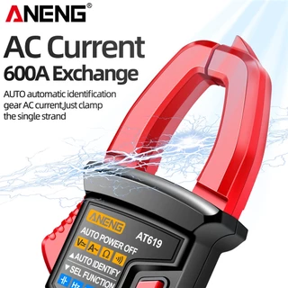 เครื่องวัดกระแสไฟฟ้าแบบหนีบดิจิตอล NCV พร้อมมัลติมิเตอร์ เครื่องทดสอบกระแสและแรงดันไฟฟ้ากระแสสลับ สำหรับการทดสอบระบบไฟฟ้าในรถยนต์ช่วงฤดูร้อน พร้อมกล่อง 1 ชุด รุ่น AT619 สีแดงดำ