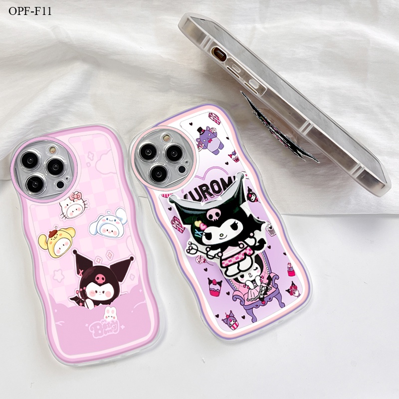 OPPO F11 F9 F7 F5 F3 F1S Youth Pro เคสออปโป้ สำหรับ Case Lovely Kuromi With Holder เคสโทรศัพท์ Shockproof Casing Full Back Cover Soft Protective Shell  【Free Holder】
