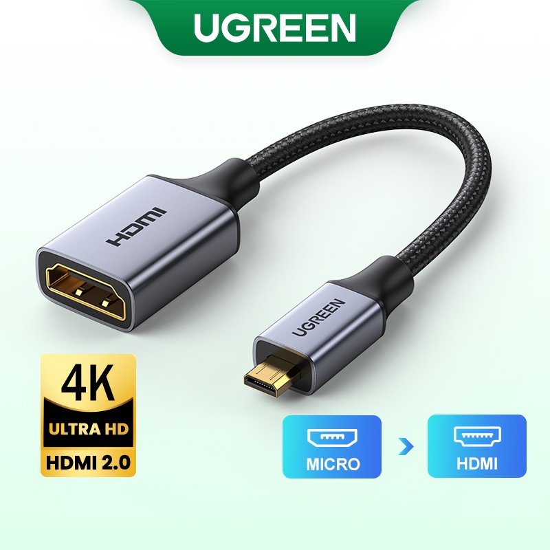UGREEN อะแดปเตอร์ Hdmi To Hdmi 4K/60Hz 3D Micro Hdmi To Hdmi สําหรับ Gopro Hero 7 Raspberry Pi 4 Son