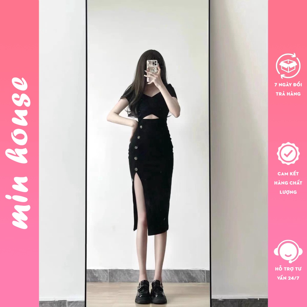 SEXY CUT-WAIST BODY DRESS สไตล์เกาหลีพร้อมปุ่มกดที่สวยงามเป็นพิเศษ CUSTOMER FEEDBACK PHOTOS0