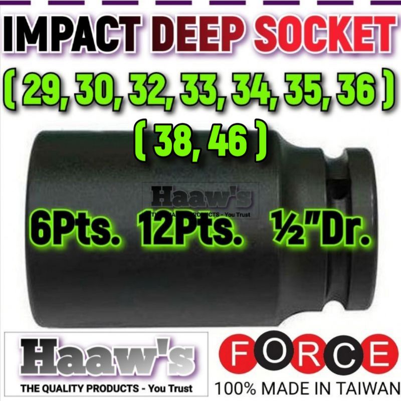 29mm, 30mm, 32mm, 33mm, 34mm, 35mm, 36mm, 38mm 46mm IMPACT LONG DEEP BOX SOCKET WRENCH 29 30 32 33 3