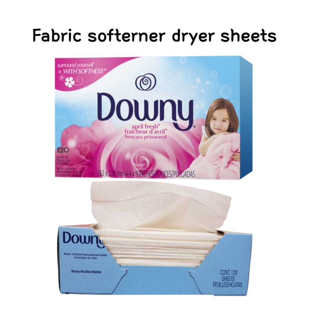 Downy Dryer Sheets น้ํายาปรับผ้านุ่ม Anti-Wrinkle Anti-Static Protection เมษายนกลิ่นหอมสดชื่น 120 แผ